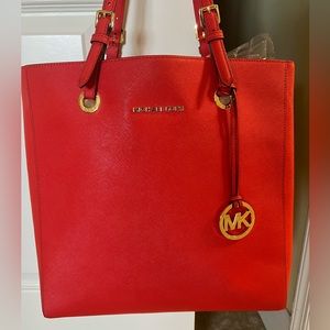 Michael Kors Large Saffiano Leather Red Tote Bag